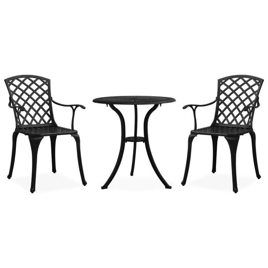vidaXL Caféset 3 delar gjuten aluminium svart