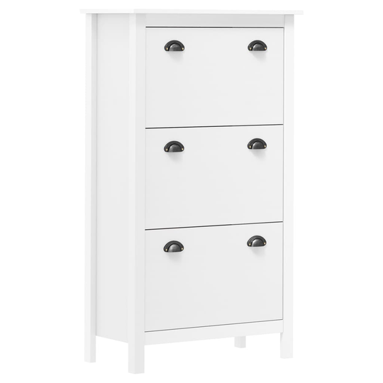 vidaXL Skoskåp Hill Range vit 72x35x124 cm massiv furu