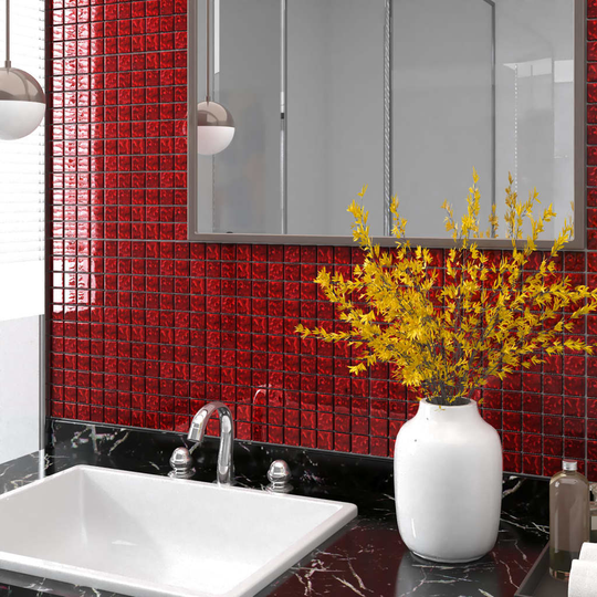 vidaXL Mosaikplattor 11 st röd 30x30 cm glas