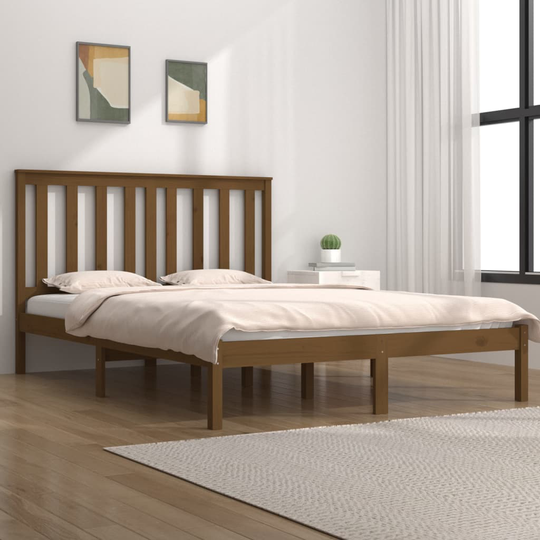 vidaXL Sängram honungsbrun massiv furu 120x200 cm enkelsäng