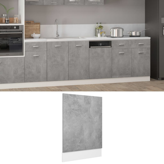 vidaXL Front för diskmaskin betonggrå 45x3x67 cm konstruerat trä