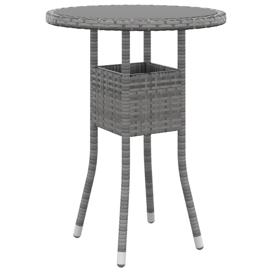 vidaXL Utebord Ø60x75 cm Härdat glas och konstrotting grå
