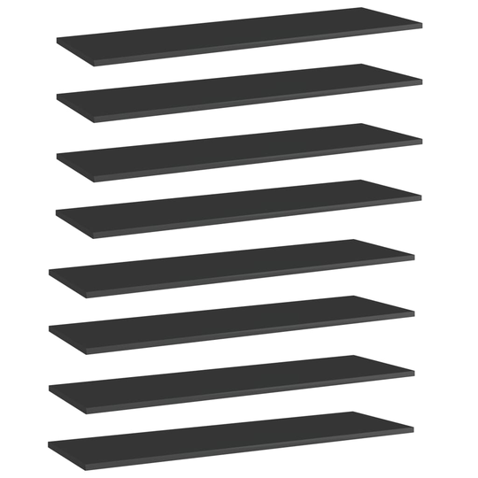 vidaXL Hyllplan 8 st svart högglans 100x30x1,5 cm spånskiva