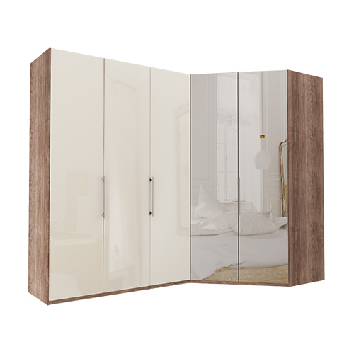 Garderob Atlanta - Mörk rustik ek 150 cm, 236 cm, Walk-in