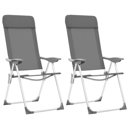 vidaXL Hopfällbara campingstolar 2 st aluminium grå