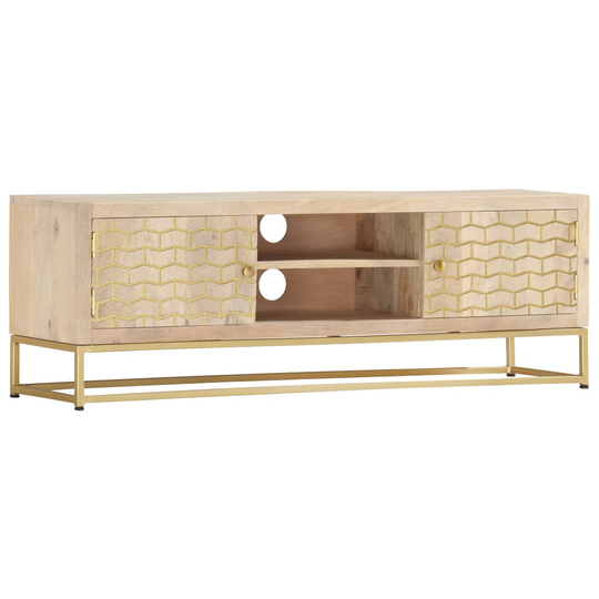 vidaXL TV-bänk guld 120x30x40 cm massivt mangoträ