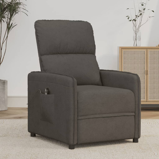 vidaXL Elektrisk reclinerfåtölj mörkgrå mikrofibertyg