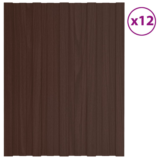 vidaXL Takprofiler 12 st galvaniserat stål brun 60x45 cm
