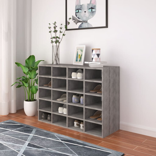 vidaXL Skohylla spånskiva 92x30x67,5 cm betonggrå