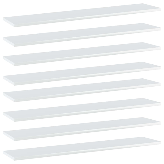 vidaXL Hyllplan 8 st vit högglans 100x20x1,5 cm spånskiva