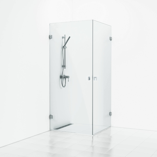 Svedbergs Hörndusch 180° Dörr 90X90 - Kristallglas Blank krom
