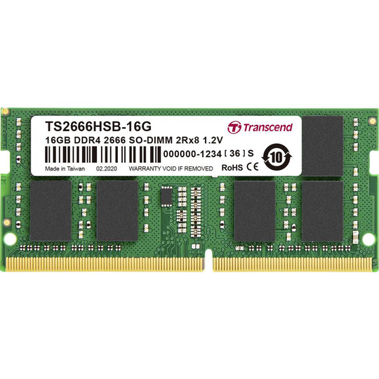 Transcend TS2666HSB-16G Internminne Laptop Modul 16 GB 1 x 16 GB DDR4 2666 MHz CL19