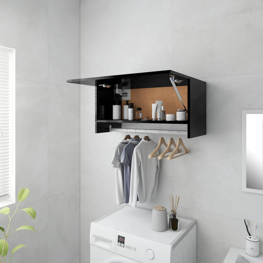 vidaXL Garderob högglans svart 70x32,5x35 cm spånskiva