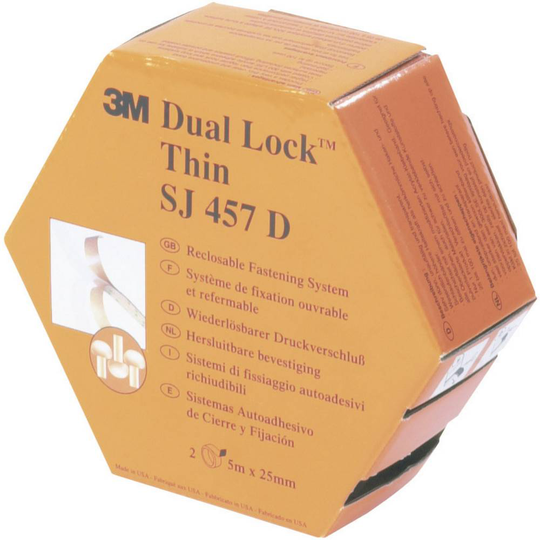 Kardborreband för fastlimning Svamphuvud (L x B) 5000 mm x 25 mm Genomskinlig 3M SJ 457D Dual Lock 5 m