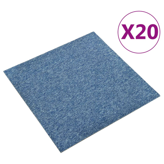 vidaXL Textilplattor 20 st 5 m² 50x50 cm blå