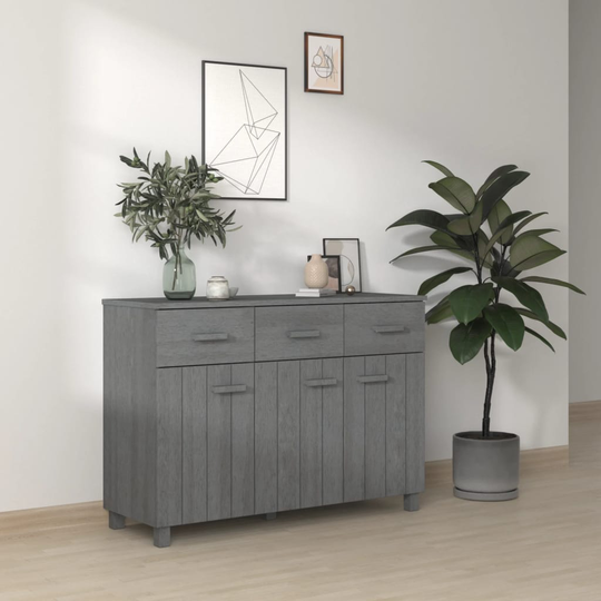 vidaXL Skänk mörkgrå 113x40x80 cm massiv furu