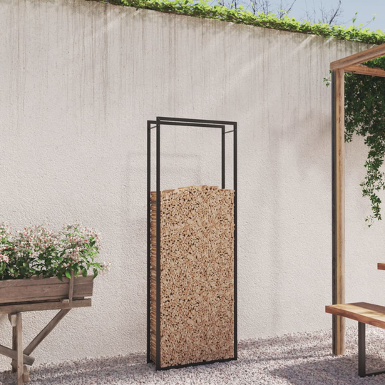 vidaXL Vedställ matt svart 80x28x222 cm stål