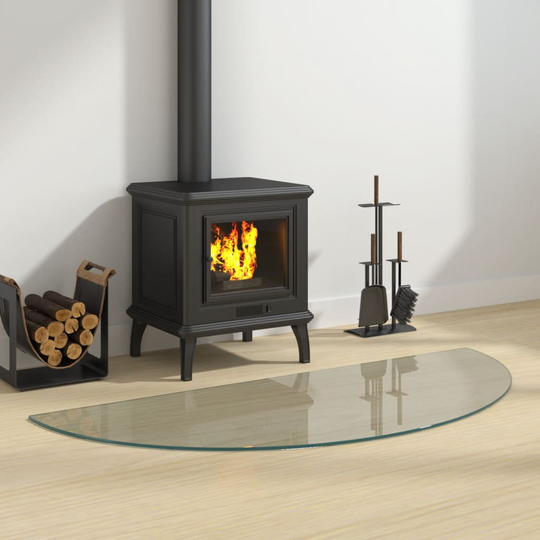 vidaXL Glasskiva för öppen spis halvrund 1200x500 mm