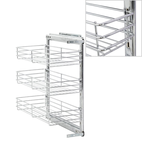vidaXL Utdragbar inredning köksskåp 3 hyllor silver 47x25x56 cm