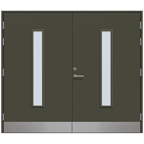 Slagport Stehag 2500 x 2100 mm, Frostat glas, Olivgrön
