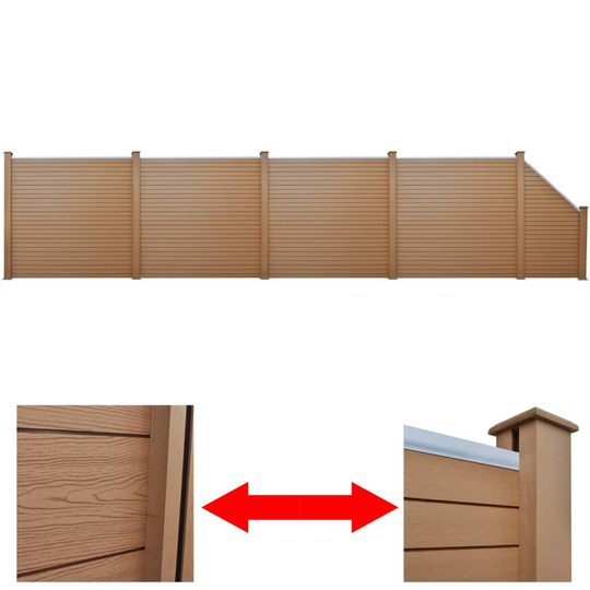 vidaXL Staketpaneler 4 kvadrat + 1 lutande WPC 815 cm brun