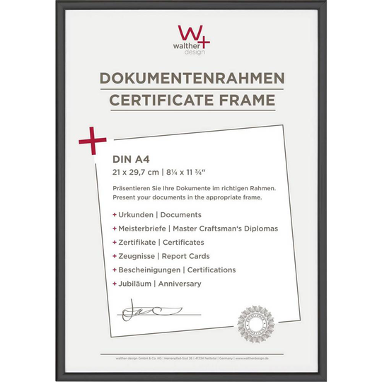 walther+ design Växelram akryl KV130B Pappersformat: DIN A4 Svart