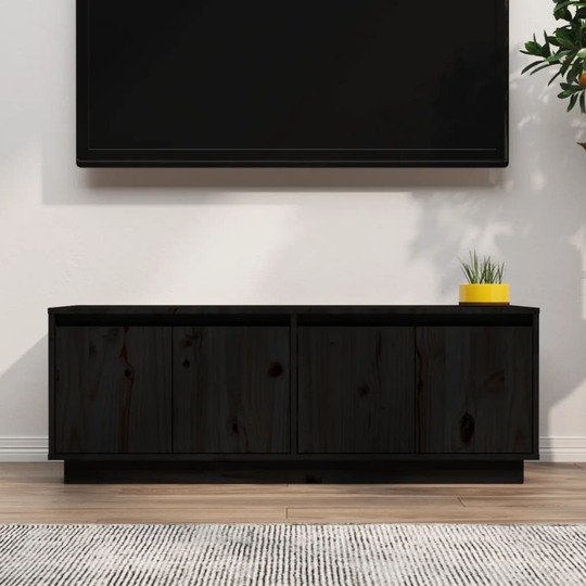 vidaXL Tv-bänk svart 110x34x40 cm massiv furu