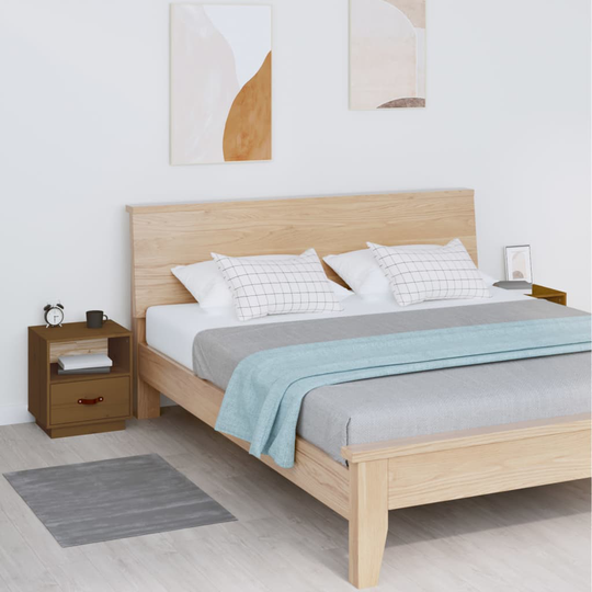 vidaXL Sängbord 2 st honungsbrun 40x34x45 cm massiv furu