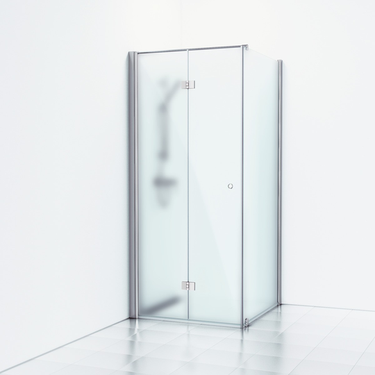 Svedbergs Vikhörndusch Skoga Fast Vägg/dörr 80X83 - Frostglas Alu matt