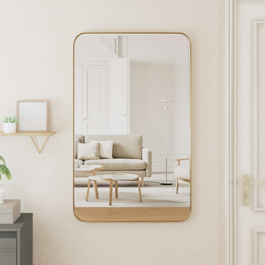 vidaXL Väggmonterad spegel guld 50x80 cm rektangulär