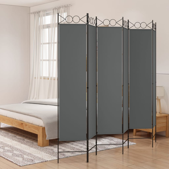 vidaXL Rumsavdelare 6 paneler antracit 240x200 cm tyg