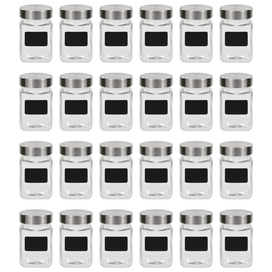 vidaXL Förvaringsburkar i glas med etiketter 24 st 300 ml