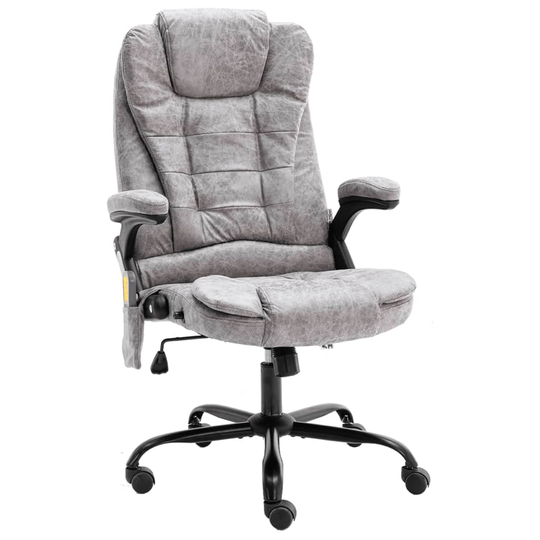 vidaXL Massagekontorsstol ljusgrå äkta läder