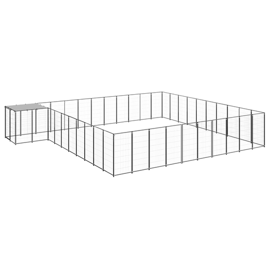 vidaXL Hundgård svart 31,46 m² stål