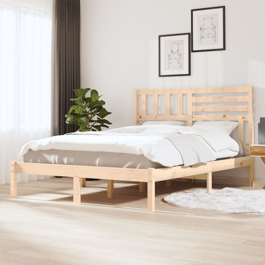 vidaXL Sängram massiv furu 120x190 cm