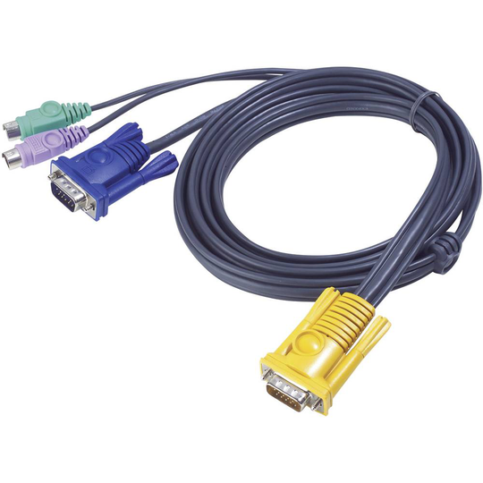 KVM Anslutningskabel [1x SPHD-15-hane - 2x PS/2-hane, VGA hona] 3.00 m Svart ATEN