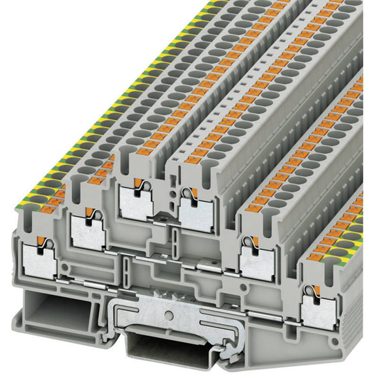 Phoenix Contact PT 2,5-PE/L/L 3210541 Trippel skyddsledarterminal Antal poler: 6 0.14 mm² 2.5 mm² Grå, Grön, Gul 1 st