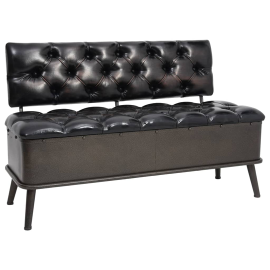 vidaXL Förvaringsbänk med ryggstöd konstläder 120x52x75 cm