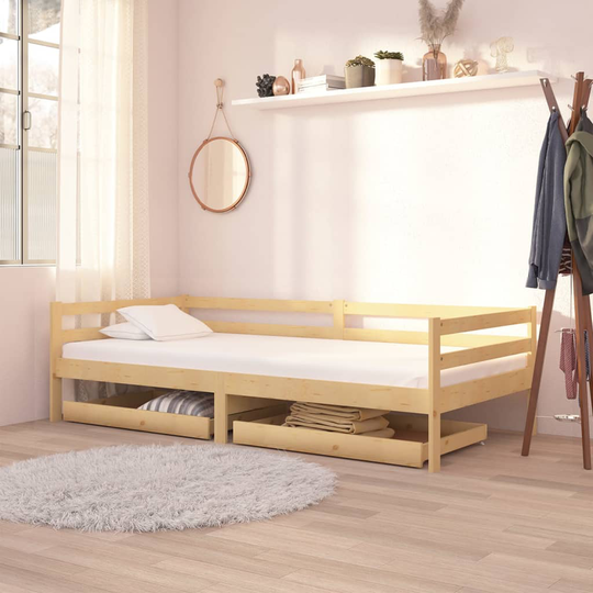 vidaXL Dagbädd med lådor 90x200 cm massiv furu