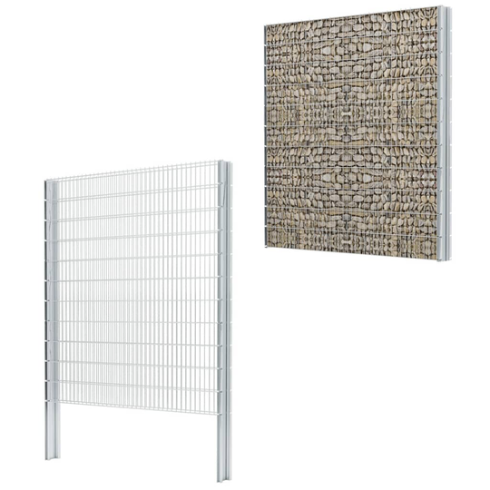 vidaXL 2D Gabionmur galvaniserat stål 2,008x2,23m 6m (total) silver