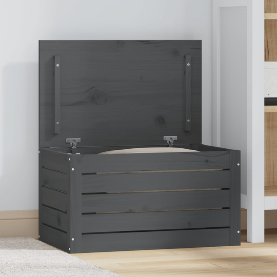 vidaXL Förvaringslåda grå 59,5x36,5x33 cm massiv furu
