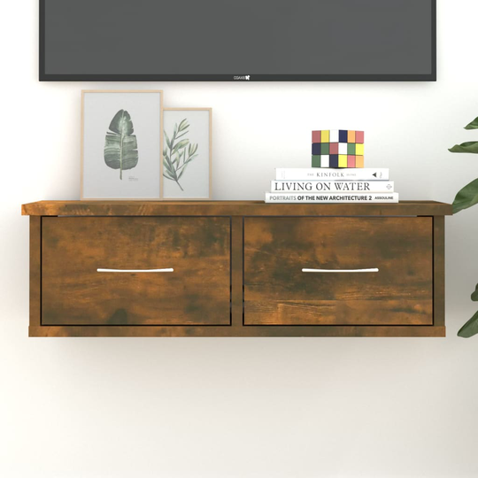vidaXL Tv-bänk för vägg rökfärgad ek 60x26x18,5 cm konstruerat trä