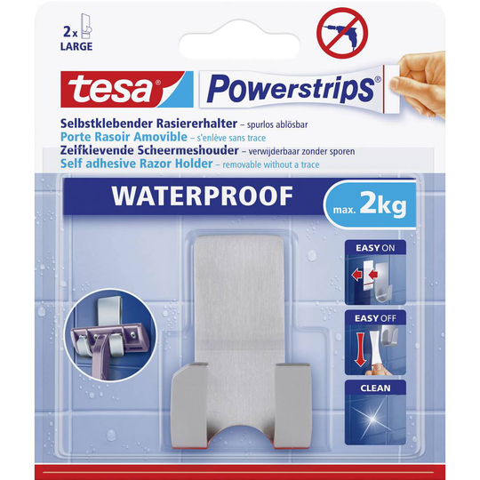 tesa Powerstrips® Vattentät Razor Hållare Metall POWERSTRIPS® tesa Innehåll: 1 st