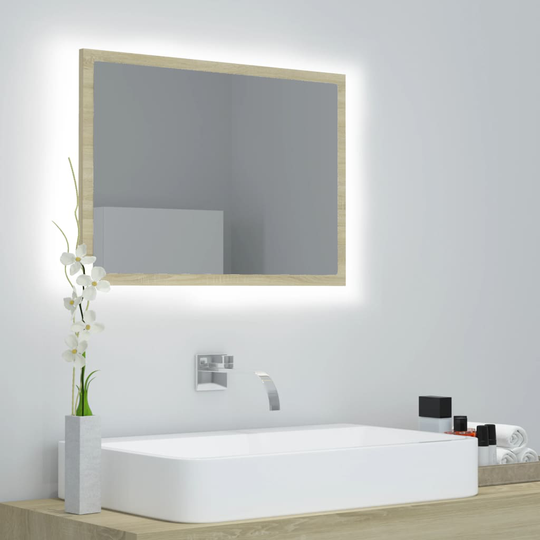vidaXL Badrumsspegel med LED sonoma-ek 60x8,5x37 cm spånskiva