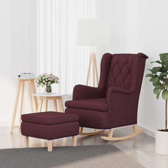 vidaXL Gungfåtölj med pall lila tyg