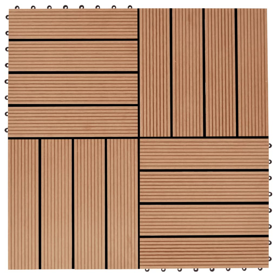 vidaXL Trall 22 st 30x30 cm 2 kvm WPC teakfärg