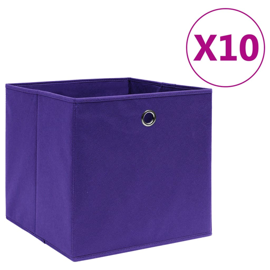 vidaXL Förvaringslådor 10 st non-woven tyg 28x28x28 cm lila