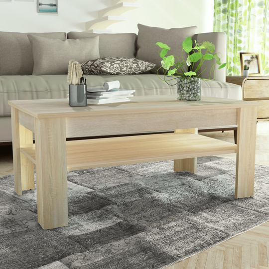 vidaXL Soffbord spånskiva 110x65x48 cm ek