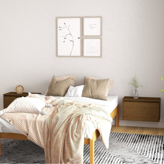 vidaXL Väggskåp 2 st 60x30x35 cm massiv furu honungbrun
