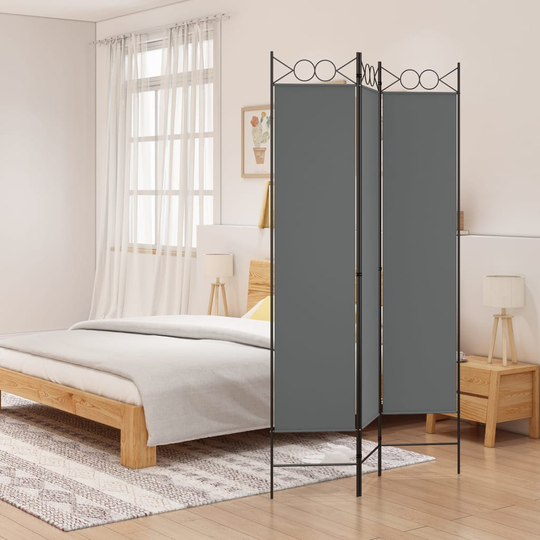 vidaXL Rumsavdelare 3 paneler antracit 120x200 cm tyg